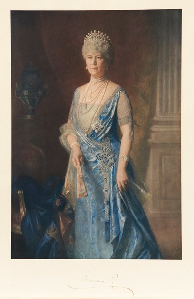 Queen Mary, 1927-40 dolayları (renkli lito) by Arthur Trevethin (after) Nowell