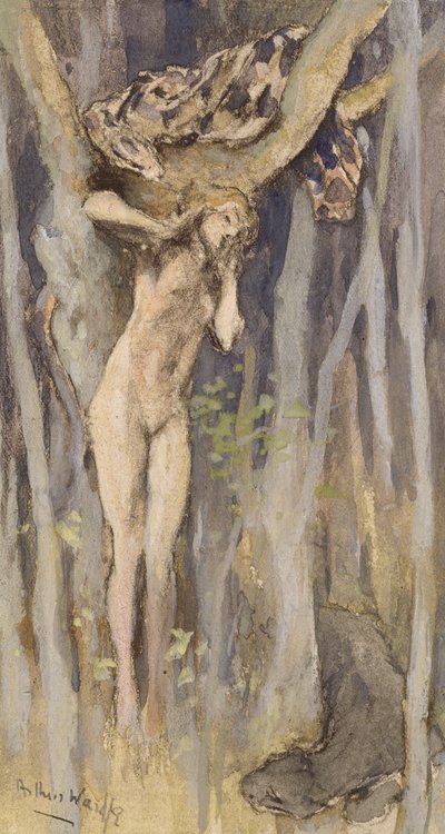 Hamadryad - Bir Ağacın Ruhu, 1890 dolayları (kağıt üzerine pastel, kurşun kalem ve sulu boya) by Arthur Wardle