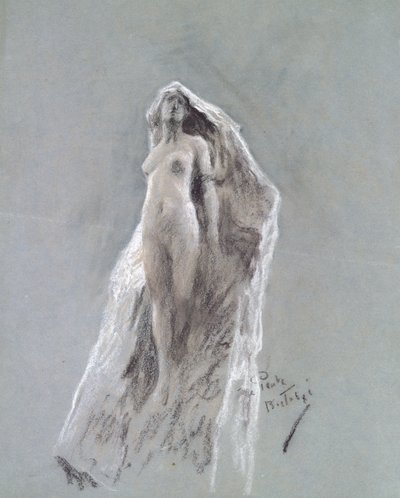 Zirvenin Ruhu, 1890 dolayları (mavi kağıt üzerine pastel) by Arthur Wardle