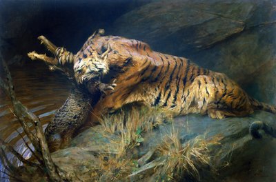 Kaplan ve Timsah (tuval üzerine yağlı boya) by Arthur Wardle