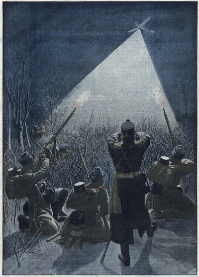 1913: Galiçya sınırlarında Avusturyalılar Rus keşif uçaklarına ateş açtı (uçaksavar) by Artist Unknown