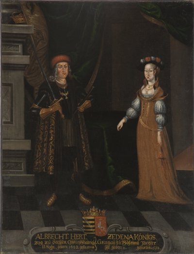 Cesur olarak bilinen Saksonya Kralı Albert III ve Sidonie de Boheme (Zdena de Podebrady) (tuval üzerine yağlıboya) by Artist Unknown