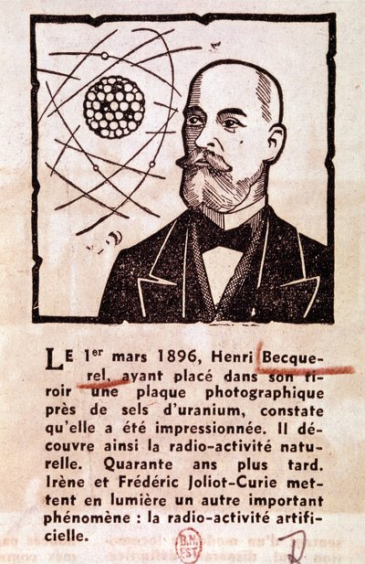 BECQUEREL Antoine Henri Fransız mühendis, fizikçi, Nobel ödüllü: Portre (çizim) by Artist Unknown