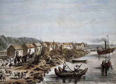 Şili (1854). Huasco Limanı. Litografi. by Artist Unknown