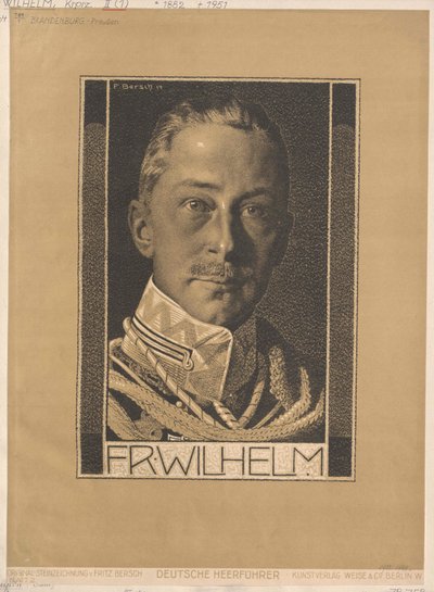 Alman İmparatorluğu ve Prusya Veliaht Prensi Wilhelm (baskı) by Artist Unknown