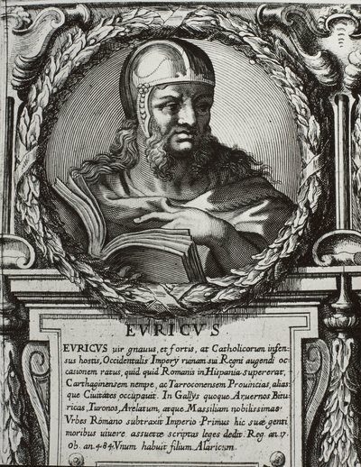 EURIC (420-484). Vizigotların Kralı (466-484). Gravür. by Artist Unknown