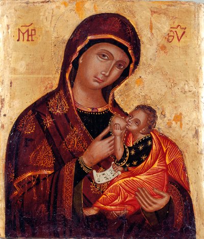 İkona: "Bakire ve Çocuk" Anonim ahşap boyama. Santa Maria delle Grazie al Trionfale Kilisesi, Roma by Artist Unknown