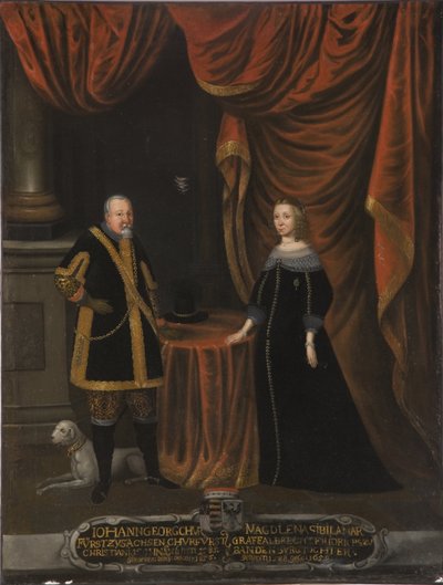 Jean Georges I of Saxony and Madeleine Sibylle de Prussia (tuval üzerine yağlıboya) by Artist Unknown