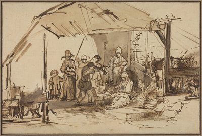 Çobanların Hayranlığı (kalem ve kahverengi mürekkep ile gri-kahverengi yıkama) by Artist Unknown