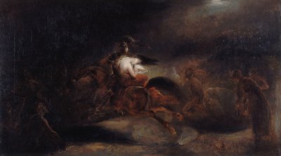 Lenore. Ölüler hızlı seyahat eder, c. 1830. by Ary Scheffer