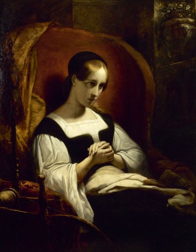 Marguerite au rouet Gretchen Çıkrıkta, c. 1831. by Ary Scheffer
