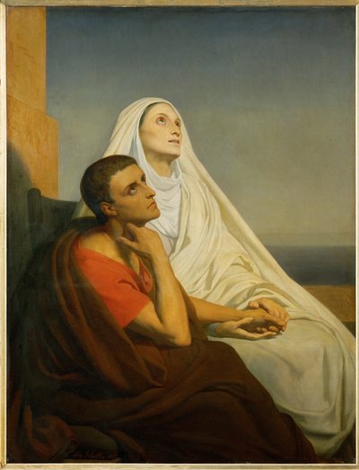 Aziz Augustine ve annesi Aziz Monica... by Ary Scheffer