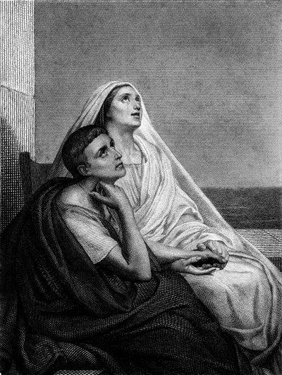 Aziz Augustin ile Aziz Monique - Abbe Bougaud tarafından Aziz Monique Tarihinin ön cephesinde, Librairie Poussielgue 1866 by Ary Scheffer