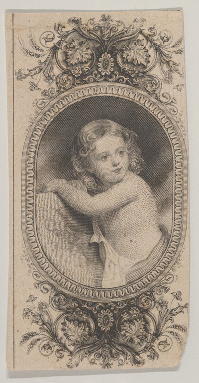 Banknot motifi: bir çocuk portresi ve çiçek f..., ca. 1824-37. by Asher Brown Durand.