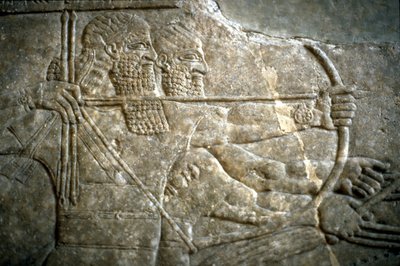Kral Ashurnasirpal II, kraliyet aslan avı sırasında, MÖ 650-620 by Assyrian