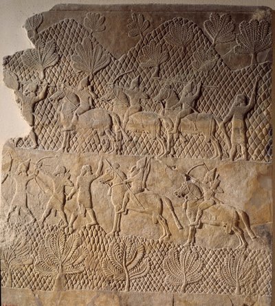 Oryantal antik çağ sanatı: savaş sahnesi. Asurbanipal Sarayı