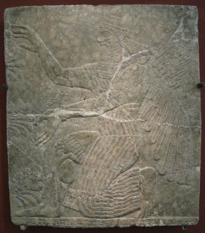 Kutsal ağacın yanında kanatlı tanrı. Ashurnasirpal II