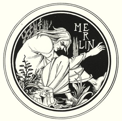 Merlin (gravür) by Aubrey (after) Beardsley