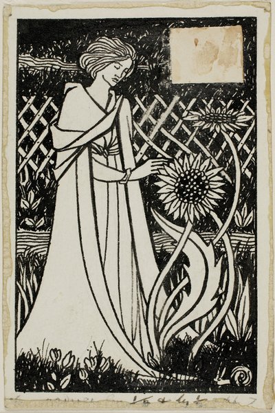 Dekoratif Çalışma: Ayçiçekli Kadın by Aubrey Beardsley