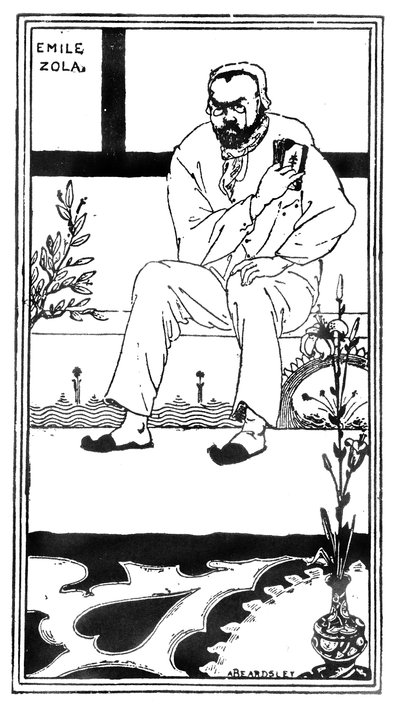 Emile Zola, 1893 88@Zola (1840-1902) Fransız yazar ve romancı; 'Pall Mall Budget' dergisinden bir illüstrasyon; by Aubrey Beardsley