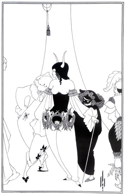 Edgar Allan Poe'nun Kızıl Ölümün Maskesi çizimi, 1895 by Aubrey Beardsley