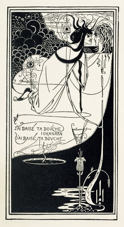 "J'ai baise ta bouche, Jokanaan (Ağzını öptüm, John)", Oscar Wilde tarafından 'Salome'dan bir illüstrasyon, pub. 1894 (satır bloğu baskısı) by Aubrey Beardsley