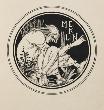 Elli çizimden oluşan bir kitaptan Merlin by Aubrey Beardsley