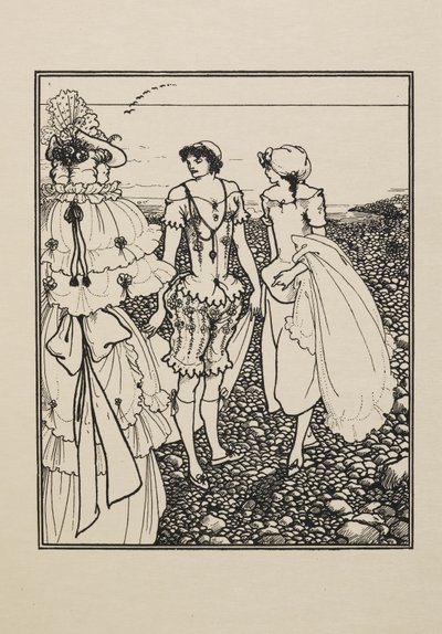 Dieppe Sahilinde (Yıkananlar), Elli Çizimden Oluşan Bir Kitaptan by Aubrey Beardsley