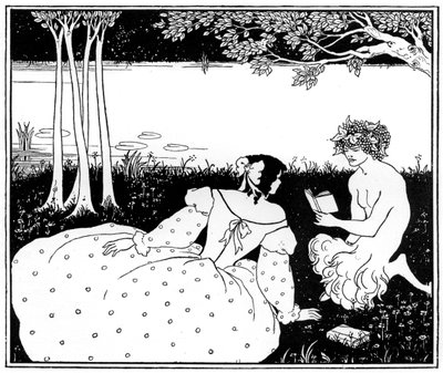 Dere kenarında bir kadına pan okuması, 1898. by Aubrey Beardsley