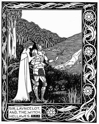 Sir Launcelot ve cadı Hellawes 1870 by Aubrey Beardsley