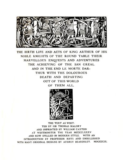 Başlık Sayfası Aubrey Beardsley tarafından Messrs. J. M. Dent and Sons Ltd, 1909, 1914 için tasarlandı. by Aubrey Beardsley