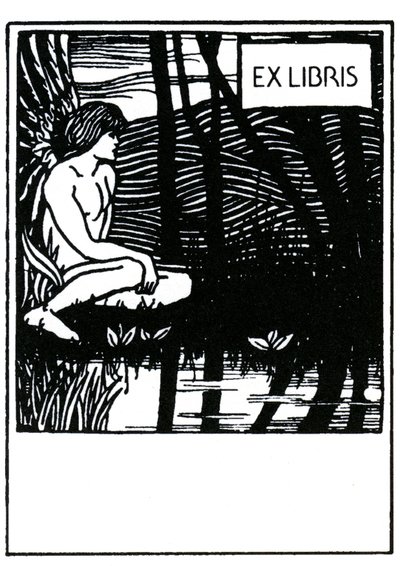 Aubrey Beardsley (1872-1898) tarafından vinyet ekslibris (ekslibris) by Aubrey Beardsley