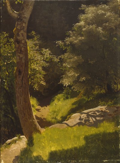 Bahçe yolu ile park manzarası (tuval üzerine yağlı boya) by August Cappelen