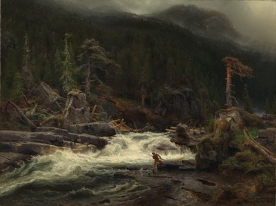 Telemark'ta şelale by August Cappelen