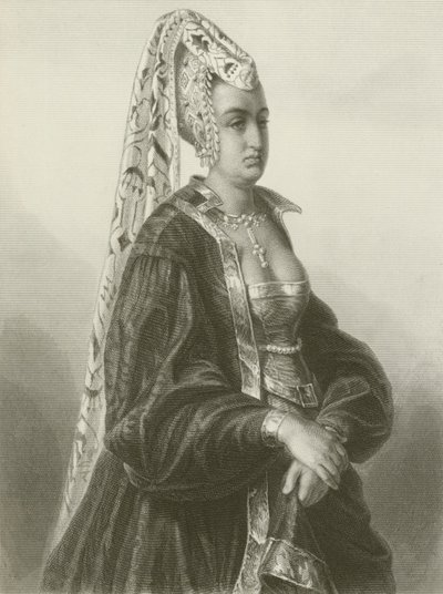 Konigin Isabeau (gravür) by August Friedrich Pecht
