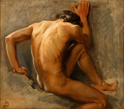 Çıplak bir erkek çalışması by August Jerndorff
