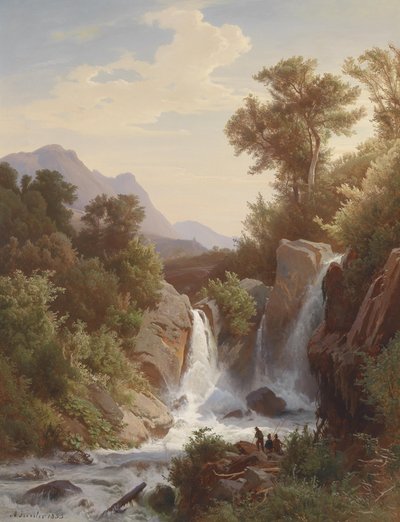 Şelalede balıkçı by August Kessler
