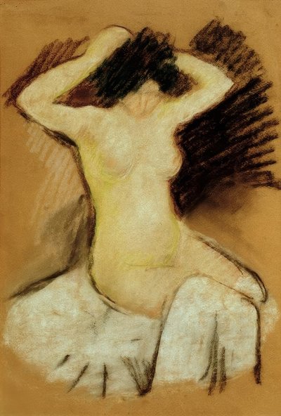 Beyaz bir bez üzerinde çıplak by August Macke