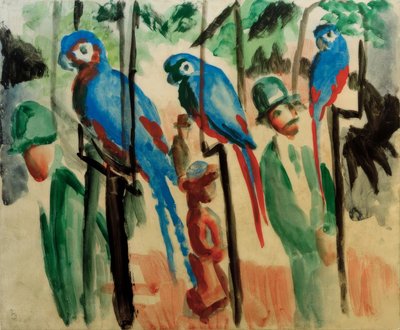 papağanlarla by August Macke
