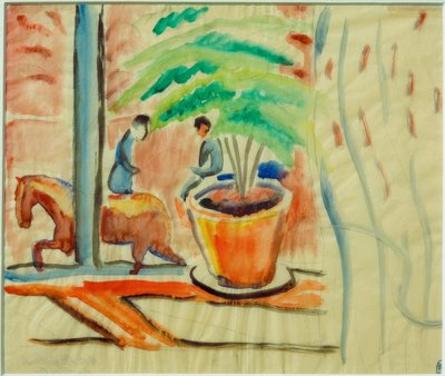 Pencerenin dışındaki sokağın görünümü by August Macke