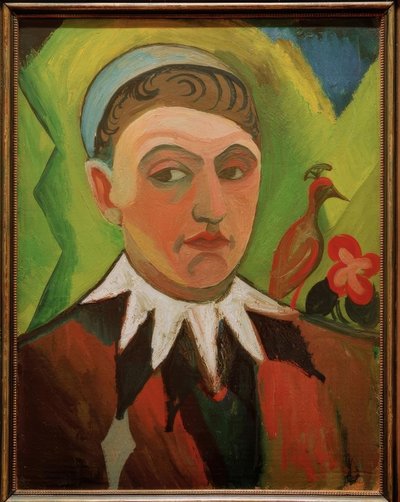 Clown, karikiertes Selbstbildnis by August Macke