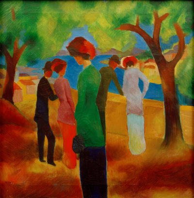 Yeşil ceketli bayan by August Macke