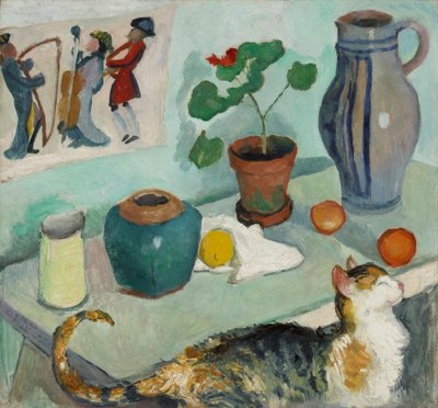 Evdeki Hayalet Sandalye: Bir Kedi ile Natürmort by August Macke