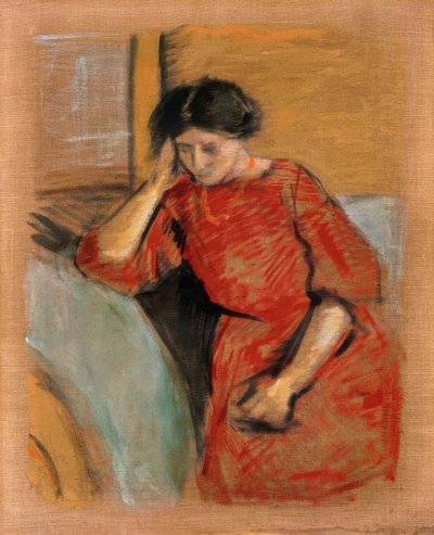 Elisabeth kırmızı elbiseli by August Macke