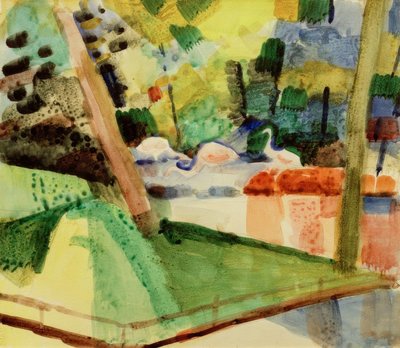 Hayvanat bahçesindeki flamingolar by August Macke