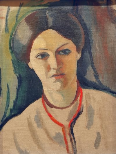 Sanatçının karısının portre başkanı by August Macke