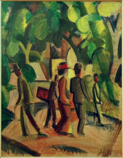 Promenade in Braun und Grün by August Macke