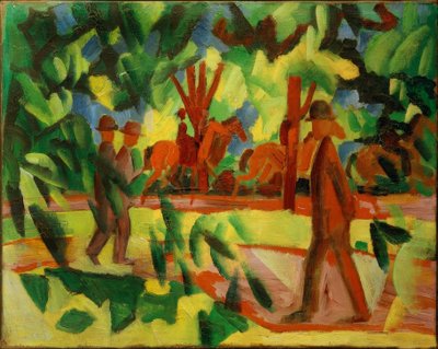 Caddede atlılar ve yürüyüşçüler by August Macke
