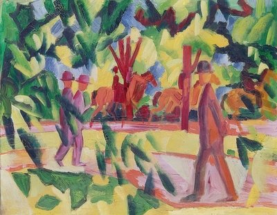 Bir caddede atlılar ve yürüyüşçüler. 1914 by August Macke