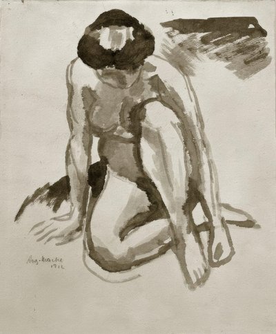 Oturma eylemi, öne eğilme by August Macke